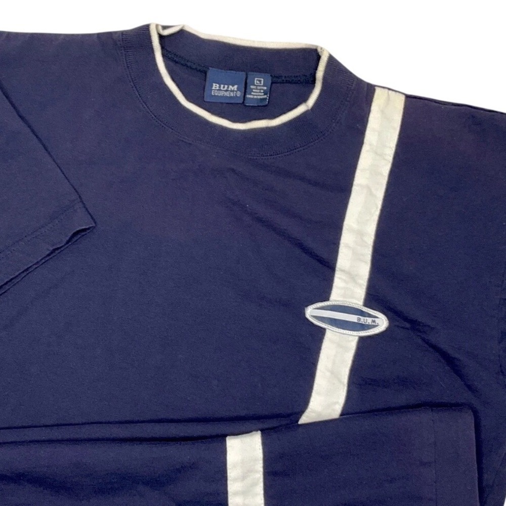 Vintage BUM Equipment T-Shirt Mens L Embroidered Logo Retro Y2K‎ Crew Neck Tee